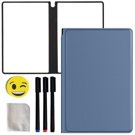 ZiSyouMa Dry Erase Board Notebook, Portable, Meeting Board, Easy to Write and Erase, Small, Desk Message Board, Foldable Whiteboard, Drawing, Study, Conference Room, Home, School, Memo, Kids, Doodling, Office Use (A5, Blue)