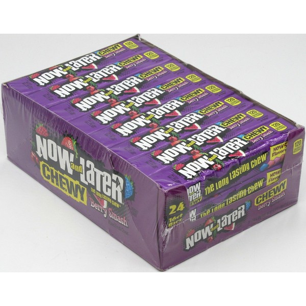 Now and Later Chewy Berry Smash Candy 5 Mixed Fruit 24 Count Box Over 3.5LBS
