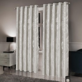 Olivia Rocco Leaf Sparkle Blackout Curtains Super Soft Thermal Insulated Ring Top Eyelet Curtain for Living Room Bedroom Drapes Window Black 2 Panels Home Decoration, Natural 90x90