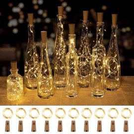 Brightown 10 Pack Wine Bottle Fairy Lights Warm White LED Cork Lights 7ft Silver Wire