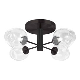 HomeStock Handcrafted Haven 4 Light Semi Flush, Matte Black W/Clear Glass