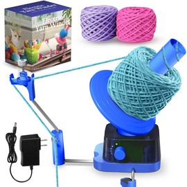 Yarn Winder for Crocheting, Large Capacity Electric Yarn Ball Winder with Strong Tension Stepless Speed, Automatic Yarn Cake Winder, Helper for Knitting Lovers Multifunction:_blue