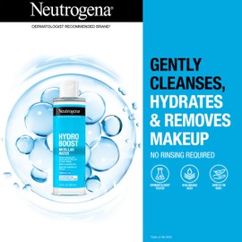Neutrogena Neutrogena Hydro Boost Micellar Water with Hydrating Hyaluronic Acid, Micellar Cleansing Water for Sensitive Skin Removes Makeup, Dirt & Oil, Non-Comedogenic & Alcohol-Free, 13.5 fl. oz
