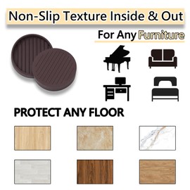 1.5x1.5 Round Rubber Furniture Caster Cups, Anti-Sliding Furniture Pads Bed Stopper Floor Protectors with Grip - Protect Any Flooring