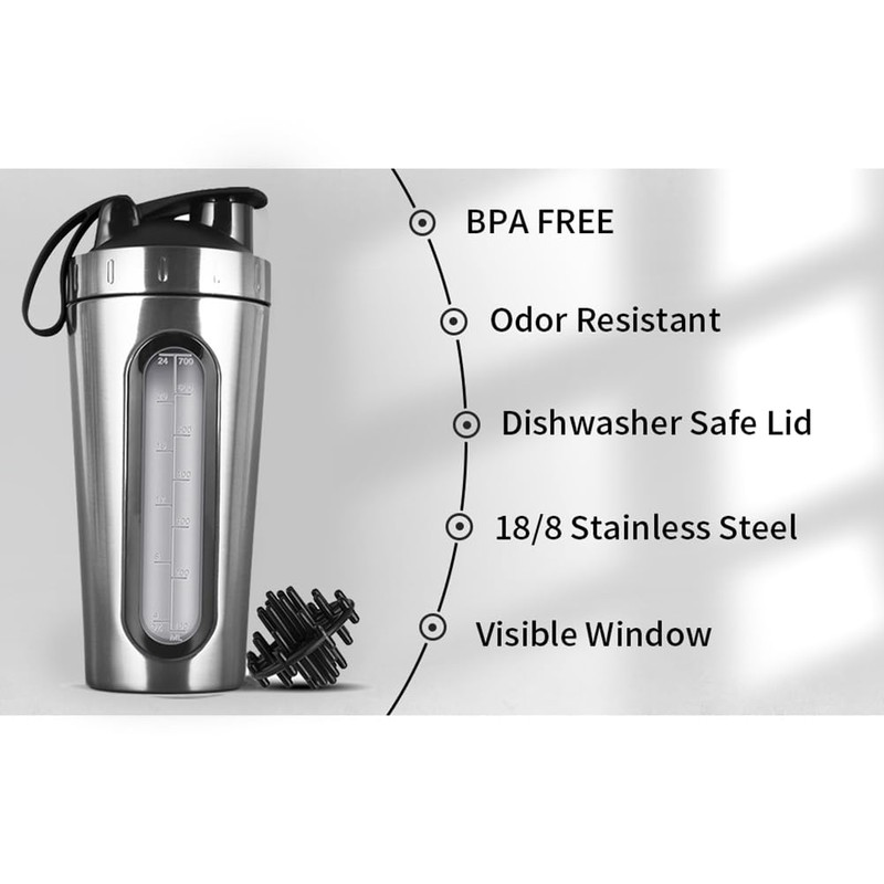 RESFNSE Shaker Bottles for Protein Mixes Stainless Steel Protein Shaker