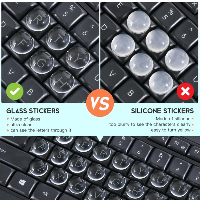 Keyboard Stickers for Long Nails - Clear Glass Long Nail