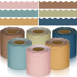 TaoBary 6 Rolls 196.8 ft Colorful Borders for Bulletin Board, Scalloped Trim Bulletin Board Decorations for Classroom Decor (Advanced Grey)