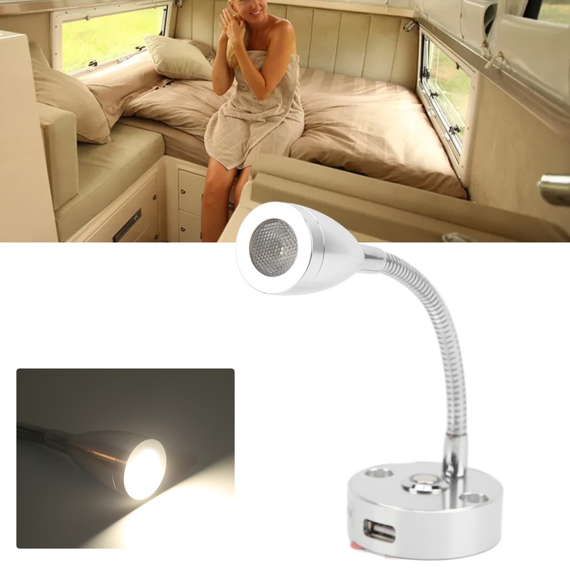 RV Reading Light Flexible Neck 3 Color Light 12‑24V 3W