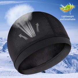 Molain 2Pcs Silky Stocking Wave Cap & Skullies - Deluxe Compression Beanies for 360, 540, 720 Waves (Black/Dark Blue)