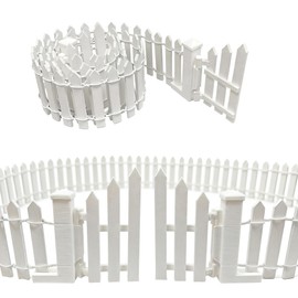 Cyraft 35-inch Miniature Fairy Garden Picket Fence with a Gate, White Wooden Fence for Dollhouse, Mini Village Landscape, DIY Project, Plant Pot