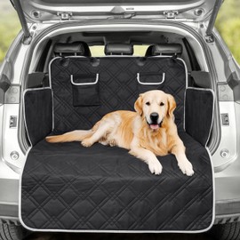 BUMUBI SUV Cargo Liner for Dogs Trunk Cover Dog Seat Covers for Car Protector for Dogs Backseat Heavy Duty Waterproof Pet Cargo Mat with Bumper Flap Non-Slip Universal Fit SUVS Sedans Trunks Vans