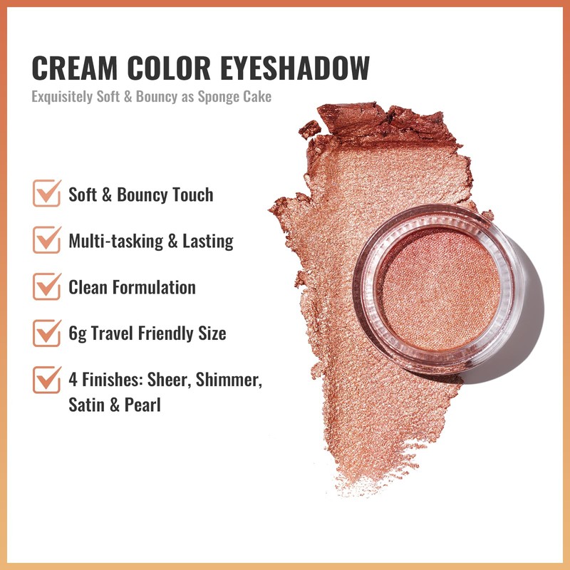 Oulac Warm Peach Glitter Cream Eyeshadow also as Highlighter, Large