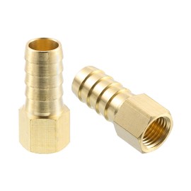 sourcing map 2 Pcs Brass Hose Barb Fitting, 1/2" Barb x 1/4" NPT Female Brass Barb Pipe Fitting Adapter for Connect Pipes Mechanical Devices Plumbing Equipment