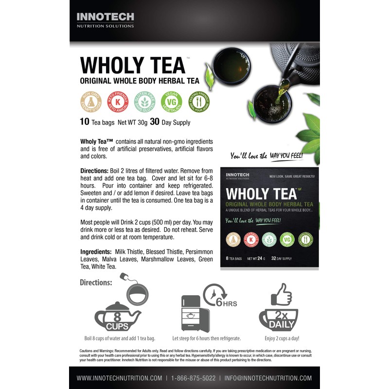 INNOTECH Nutrition: Wholy Tea Original - 8 Count (1 Month
