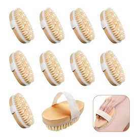 LECEHIVO 12 Pcs Dry Brushes for Body Exfoliating Brush and Massage Nodule Scrubber Beauty Exfoliator with 12 Hooks for Shower, Bath, and Back Circulation Improvement Dead Skin Remove (Oval)