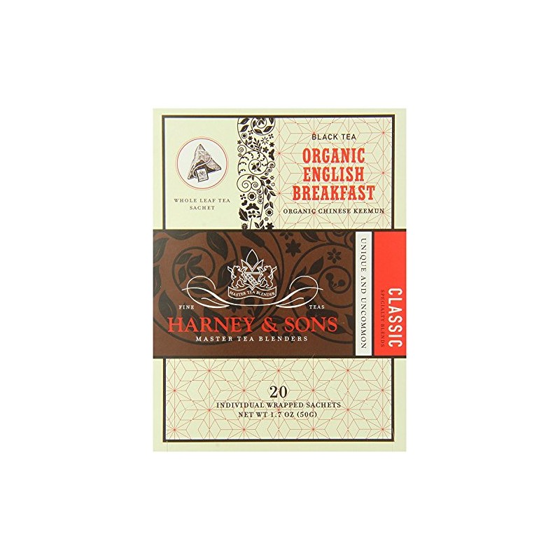 Harney & Sons Organic English Breakfast | 20 Wrapped Sachets,