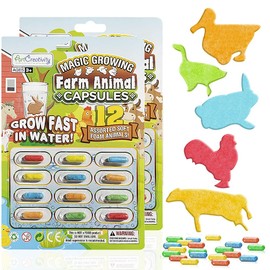ArtCreativity Magic Growing Cápsulas de animales de granja, 2 paquetes con 12 cápsulas de animales expandibles cada uno, crecen en agua, lindos colores y diseños variados, recuerdos de fiesta de cumpleaños para niños, premio de concurso o idea de regalo
