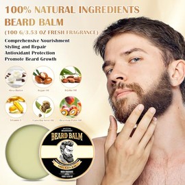 Beauntangly Bálsamo Para Barba Para Hombre, 100% Natural Con Manteca De Karité, Aceite De Argán, Aceite De Jojoba Y Vitamina E - 100 Ml (3.53 Oz) Acon