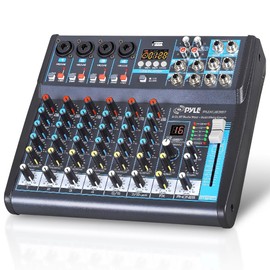 Pyle Professional Audio Mixer Sound Board Console Desk System- Interface 8 Channel Digital USB Bluetooth MP3 Computer Input 48V Phantom Power Stereo DJ Studio FX 16Bit DSP Processor, Black - PMXU83BT