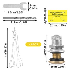 6 Pieces Fuel Canister Vent Caps, Fuel Canister Vent Kit for Fuel Canister, Fuel Tank, Water Jug (Grey)