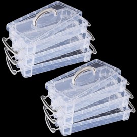 POHOVE 2 x 3 Tier Clear Plastic Storage Box with Lid,Stackable Transparent Stationery Box,Pen Drawing Tools Container with Snap-Tight Lid, Office Supplies.