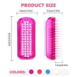 4 Stück Doppelseitige Handbürste Nagelbürste mit Harten Borsten, Handwaschbürste, farbige Nagelbürsten aus Kunststoff, für Reinigung Nagel, Tägliche Reinigungswäsche(4 Farben)