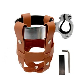 2.75 "Bike Water Bottle Holder, Vintage Leather Bike Beverage Holder,Bike Cup Holder,Bike Drink Holder for Motorcycle Bike Stroller Walker Wheelchair Scooter Golf Cart