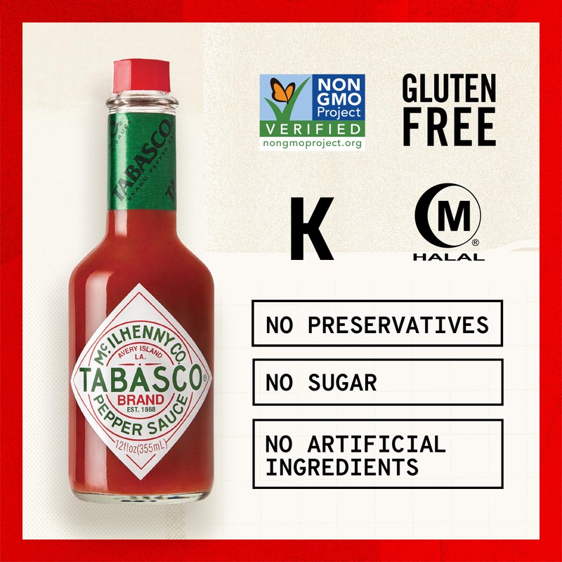 TABASCO Brand Original Red Pepper Hot Sauce, Medium Heat, Glass