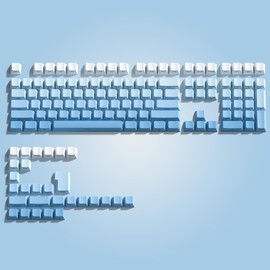 dagaladoo PBT keycaps,Double Shot keycaps 75 Percent,Cherry Profile Keyboard keycap,Gradient Blue,Side Printed,Shine Through keycap for Mechanical Gaming Keyboards（136key,only keycaps）