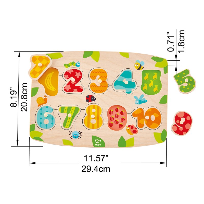 Hape Number Peg Puzzle Game, Multicolor, 5'' x 2''