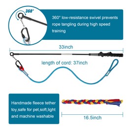 Flirt Pole for Dogs Interactive Dog Toys, Durable Teaser Wand with Removable Traction Rope and Cotton Rope Lure for Large Medium Small Dogs, Indoor Outdoor Chase Training Exercise (35 inch)