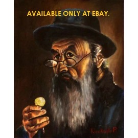 PICTURE OF JEWISH MAN COUNTING COINS MONEY FOR LUCK - ZYD NA SZCZESCIE