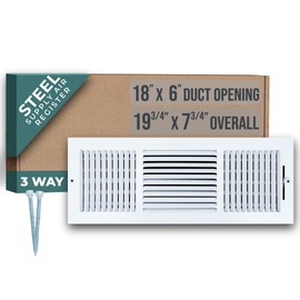 Fits 18x6 Duct Opening 3 Way Steel Air Supply Diffuser by Handua | Register Vent Cover Grille for Sidewall and Ceiling | White | Outer Dimensions: 19.75" X 7.75"