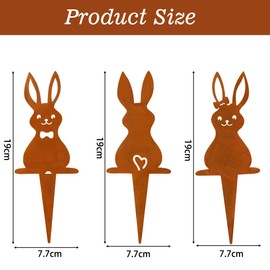 TaleMoon Easter Bunny Garden Decoration Rust Garden Stake, Pack of 3 Easter Decoration Garden Rabbit Rust, Metal Rust Stake Rabbit, Easter Decoration Outdoor Rust, Garden Decoration Rust for Outdoor