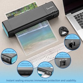 Laminator, 4 in 1 Laminator Machine, A4 Laminating Machine Hot & Cold with Paper Trimmer & Corner Rounder,Fast Heating,New ABS Material,Jam Release laminator,9-Inch Laminator for Home School Office