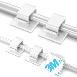 100 PCS Adhesive Cable Clips White (Small & Large), Upgraded Wall Wire Holder for Cord Organizer Cable Management, Outdoor Light Clips Hooks for LED, Car Dash Cam, HDMI, Extension Cord - Color: Clear, Size: Small&Large