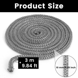 3 Metre Oven Sealing Cord Diameter 10 mm Sealing Cord for Fireplace Stove Sealing Cord Chimney Seal for Fireplace Door Smoker Stove Pipe Flue Pipe Chimney Extension