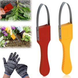 2 Pieces Weed Fist Weed Sling: Hand Weeder with 1 Pair of Gloves, Weed Remover Device Garden Accessories, Weeder Made of Sturdy Stainless Steel, Weeding Fist Garden Gadgets Raised Bed Accessories Weed
