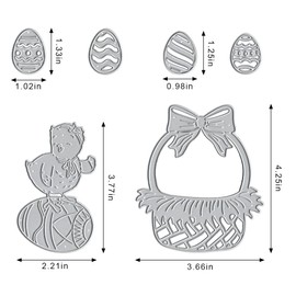 Metal Happy Easter Eggs Die Cuts for Card Making, Easter Egg Chick Basket Bows Cutting Dies for DIY Decor Paper Craft Card Making Scrapbooking Paper Album Stamp