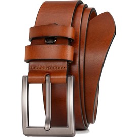 WOLFANT Men's 1.5" Full Grain Leather Belt,100% Italian Real Solid Leather