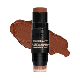 Nudestix Nudies Bronze All Over Matte Bronzing Stick – 3-in-1 Cream Bronzer for Cheeks, Eyes & Lips with Built-In Brush | Natural Contour & Sun-Kissed Glow | Vegan, Long-Wear Makeup (Deep Maple Eh)