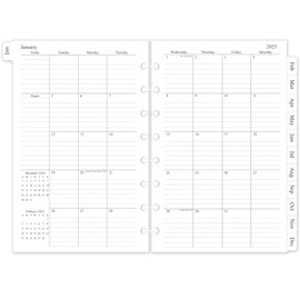 2025 Monthly Planner Refill, Planner Inserts for 8-Disc Discbound Planner, 12 Monthly Calendars with Monthly Tabs, 5.5"x8.5"