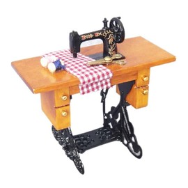 Miniature Furniture Dollhouse Accessories Sewing Machine 1:12 Scale Retro Furniture Table Decor Vintage Tailor Treadle Vintage Decoration Life Scene Ornament (A)