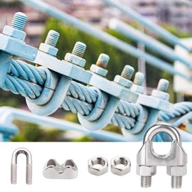 Ceeyoll Pack of 20 Wire Rope Clamps, Steel Cable Clamp, Durable, Rustproof and Corrosion Resistant, Stainless Steel Rope Clamp, for Hanging Awnings, Washing Lines, Fixed Ropes