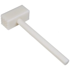FM PROFESSIONAL Fmprofessional Meat Mallet, Meat Tenderizer with Plastic Durable Shredding Knocker (Colour: White, Size: 310X105X50 mm), Qty: 1