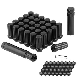 M14x1.5 Lug Nuts 14x1.5 7 Spline Lug Nuts M14 x 1.5 Black 2'' Tall 32 Pack 2 Socket Keys 14mmx1.5 Lug Nuts Acorn Aftermarket Wheel Lug Nut Fit for Chevy Silverado 1500 2500, GMC, Ford, Ram