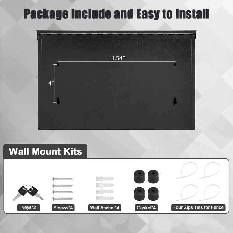 KYODOLED Locking Wall Mount Mailboxes for Outside, Large Capacity Mail