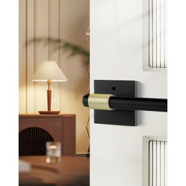 Black and Gold Door Handles Interior, Heavy Duty Zinc Alloy Black and Gold Privacy Door Handle Lever, Matte Black and Brushed Gold Interior Door Handles for Bedroom, Bathroom (6 Pack)