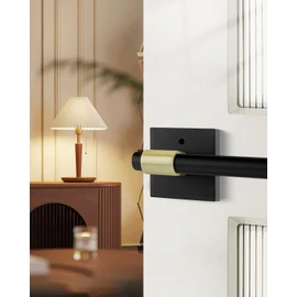 Black and Gold Door Handles Interior, Heavy Duty Zinc Alloy Black and Gold Privacy Door Handle Lever, Matte Black and Brushed Gold Interior Door Handles for Bedroom, Bathroom (6 Pack)