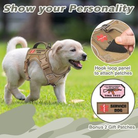 Tactical Dog Harness for Small Dog, No Pull Military Service Dog Vest with Vertical Handle, Reflective Puppy Vest Harness for Outdoor Training (Khaki, XS)
